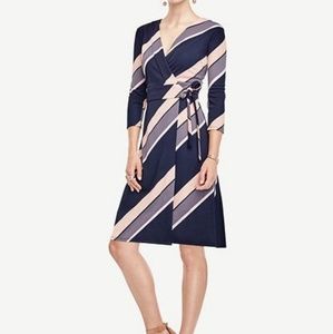 Ann Taylor Diagonal Stripe Wrap Dress